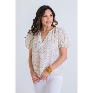 Karlie Floral Gauze Puff Sleeve Ruffle Top